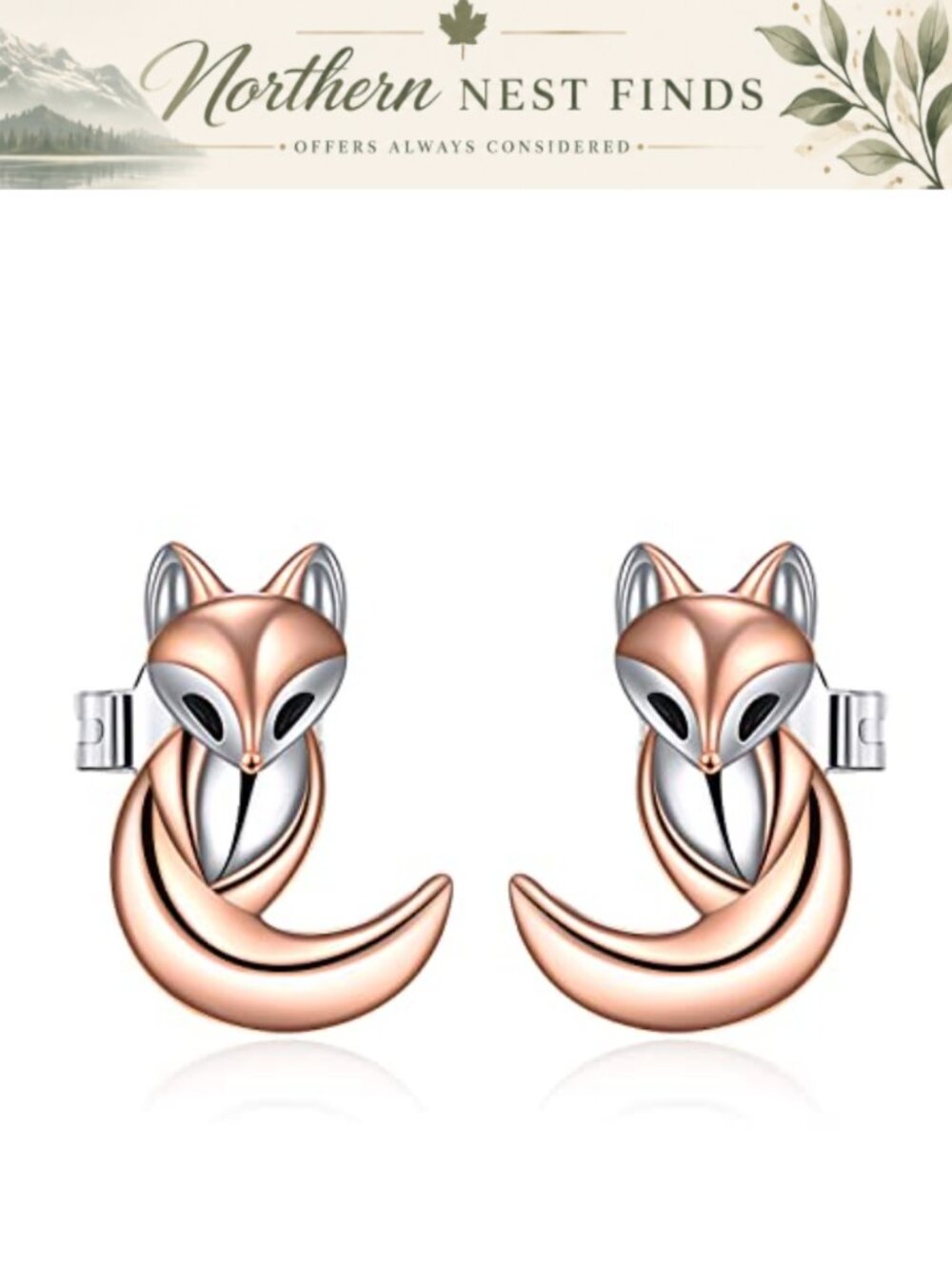 Fox Stud Earrings 925 Sterling Silver Lucky Animal Jewelry Gift for Women Girls
